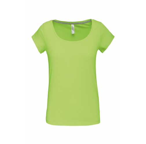 lime Camiseta manga corta cuello barco mujer