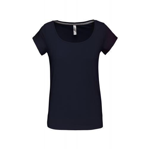 navy Camiseta manga corta cuello barco mujer