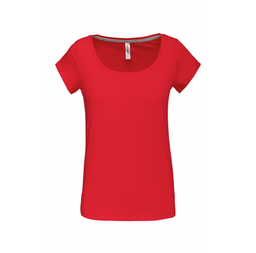 red Camiseta manga corta cuello barco mujer