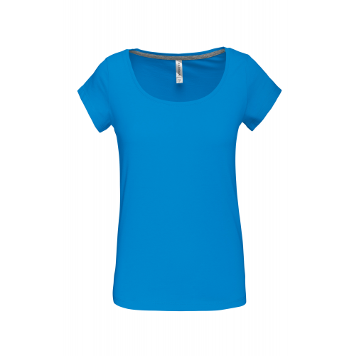tropical blue Camiseta manga corta cuello barco mujer