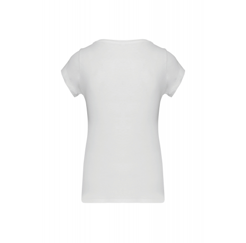 white Camiseta manga corta cuello barco mujer