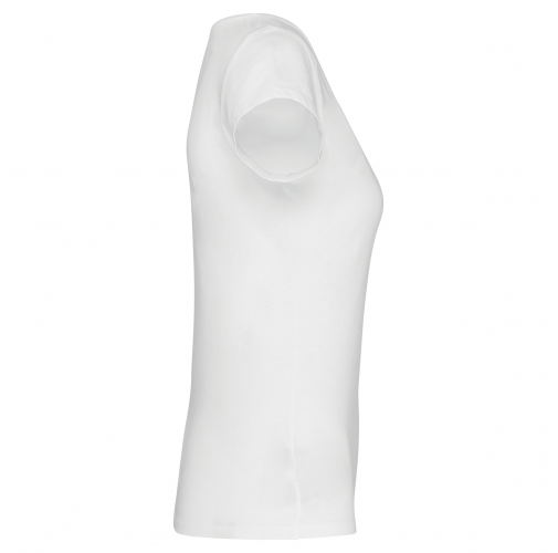 white Camiseta manga corta cuello barco mujer