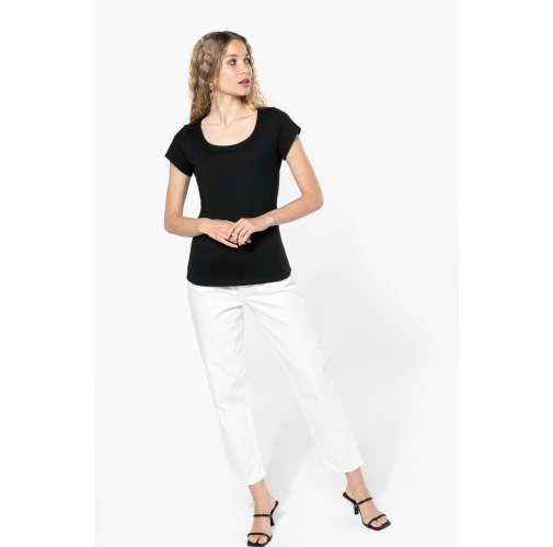 Camiseta manga corta cuello barco mujer