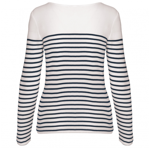 white / navy stripes Camiseta marinera de manga larga de mujer