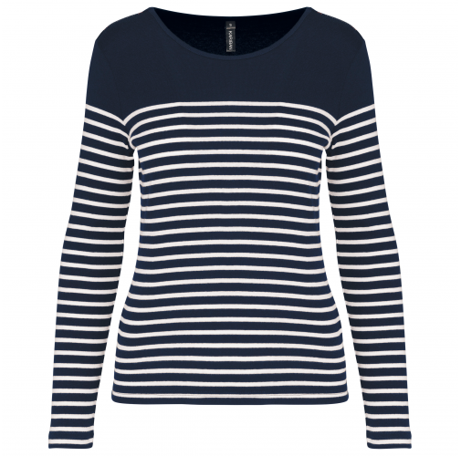 navy / white stripes Camiseta marinera de manga larga de mujer