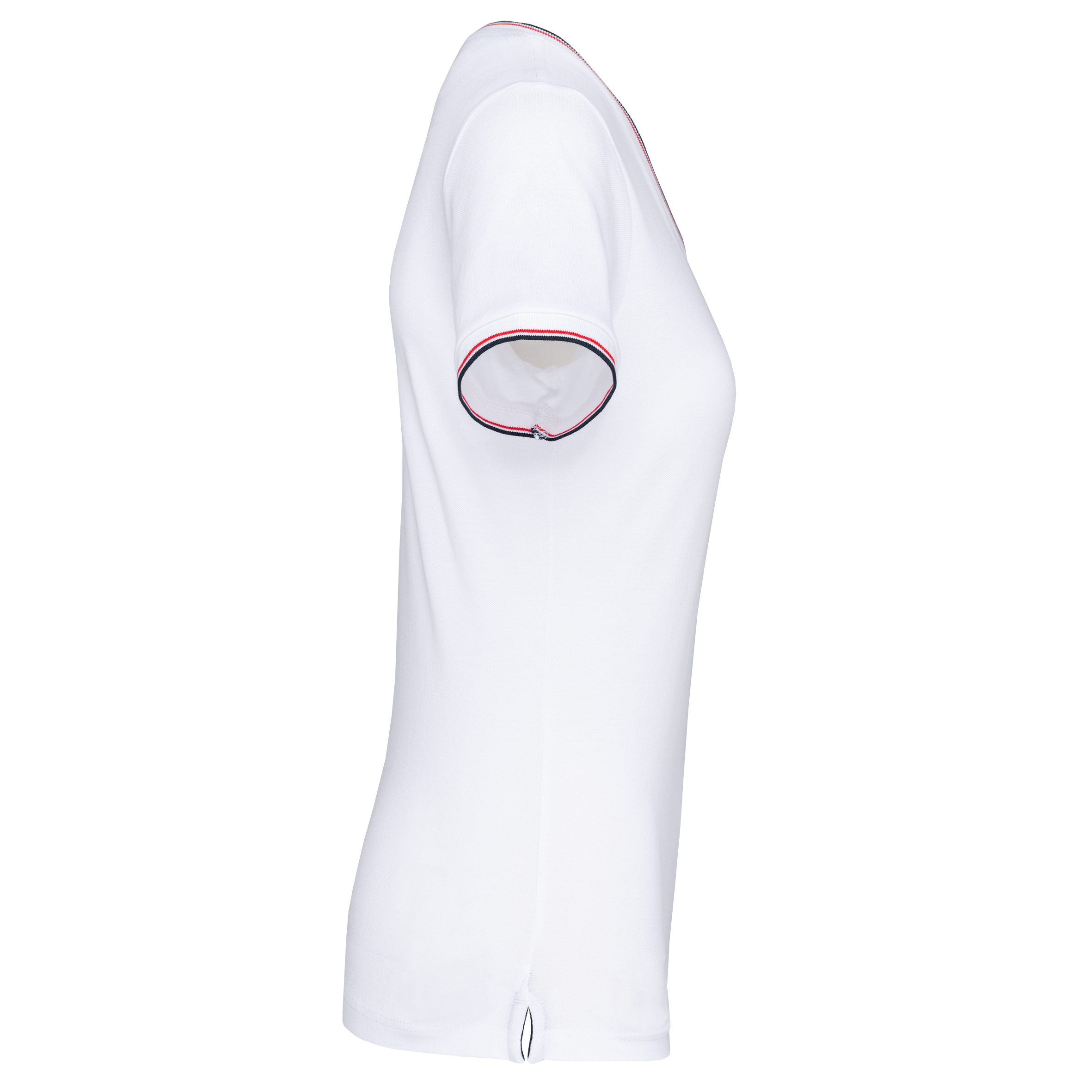 Camiseta de punto piqué con cuello de pico mujer