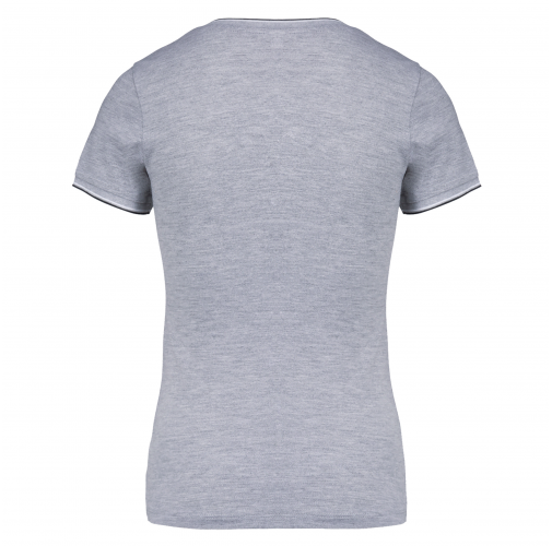 oxford grey / navy / white Camiseta de punto piqué con cuello de pico mujer