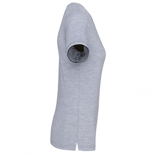 oxford grey / navy / white Camiseta de punto piqué con cuello de pico mujer