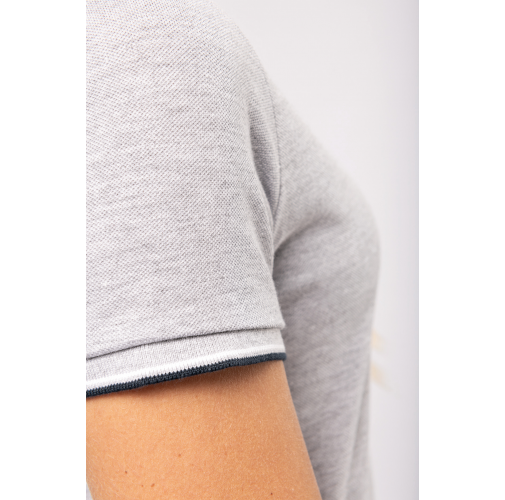 Camiseta de punto piqué con cuello de pico mujer