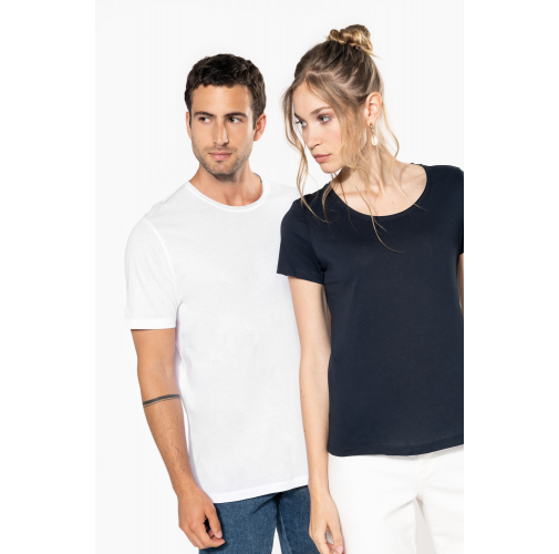 Camiseta orgánica con cuello sin costuras y manga corta mujer