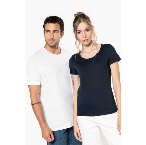 Camiseta orgánica con cuello sin costuras y manga corta mujer