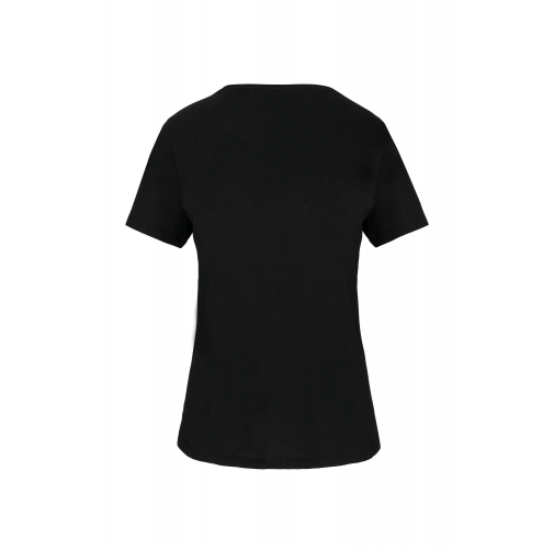 black Camiseta orgánica con cuello sin costuras y manga corta mujer