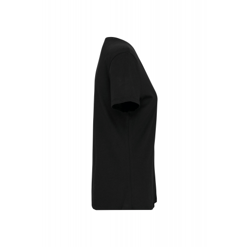 black Camiseta orgánica con cuello sin costuras y manga corta mujer