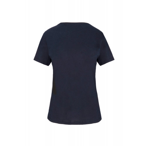 navy Camiseta orgánica con cuello sin costuras y manga corta mujer