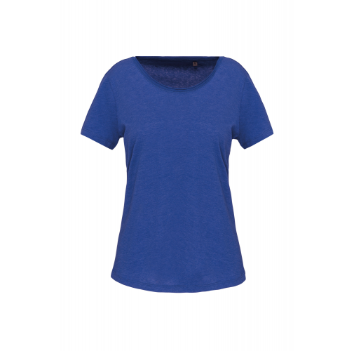 ocean blue heather Camiseta orgánica con cuello sin costuras y manga corta mujer
