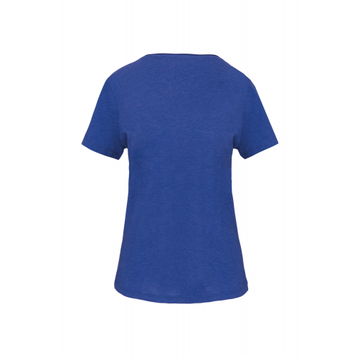 ocean blue heather Camiseta orgánica con cuello sin costuras y manga corta mujer