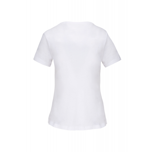 white Camiseta orgánica con cuello sin costuras y manga corta mujer