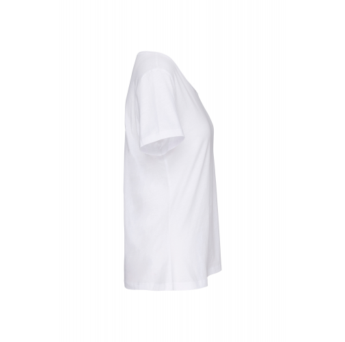 white Camiseta orgánica con cuello sin costuras y manga corta mujer