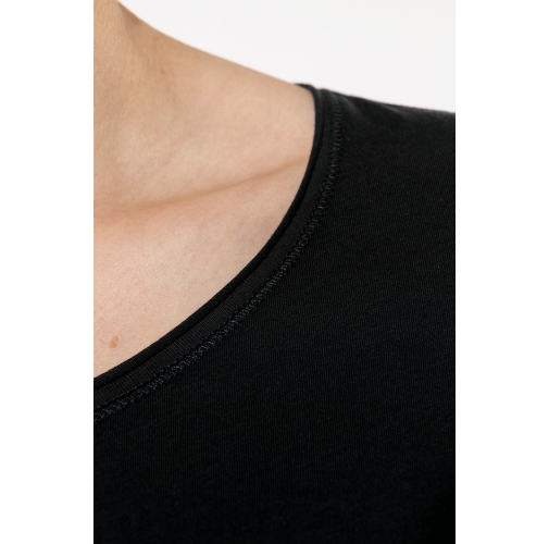 Camiseta orgánica con cuello sin costuras y manga corta mujer
