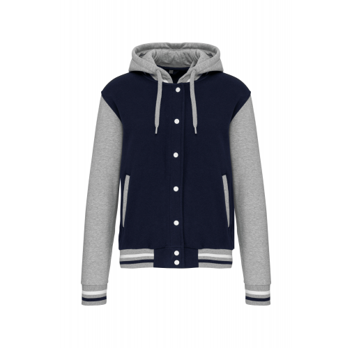 navy / oxford grey / white Cazadora Béisbolera con capucha unisex