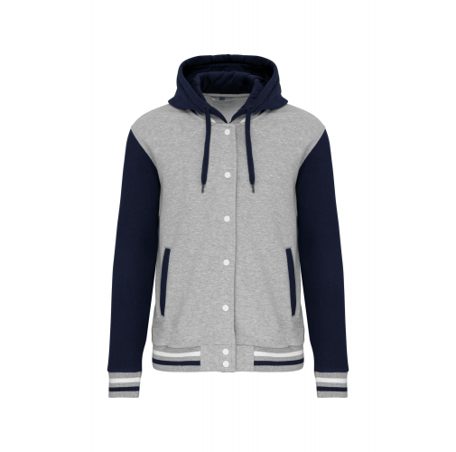 oxford grey / navy / white Cazadora Béisbolera con capucha unisex