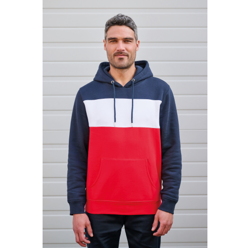 Sudadera tricolor con capucha unisex