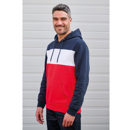 Sudadera tricolor con capucha unisex