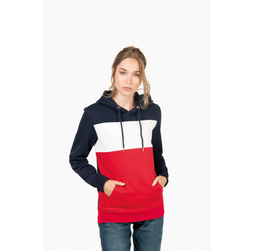 Sudadera tricolor con capucha unisex
