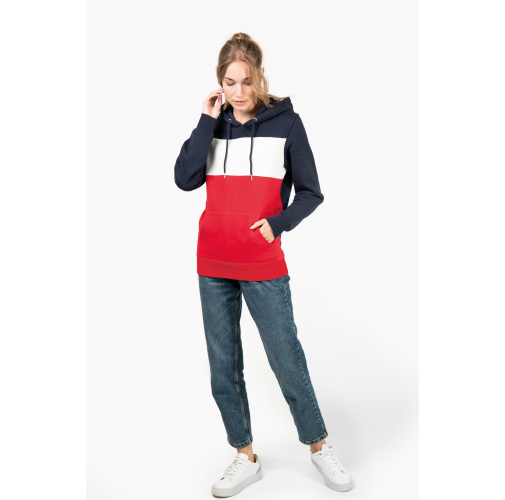 Sudadera tricolor con capucha unisex