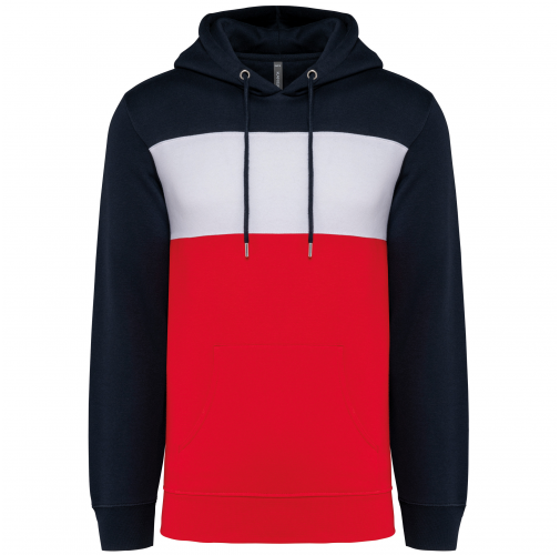 navy / white / red Sudadera tricolor con capucha unisex