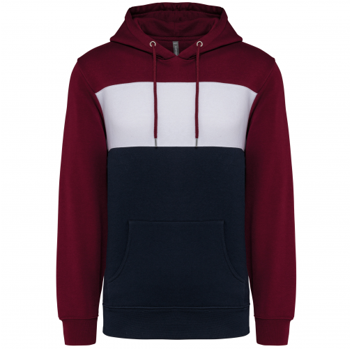 wine / white / navy Sudadera tricolor con capucha unisex