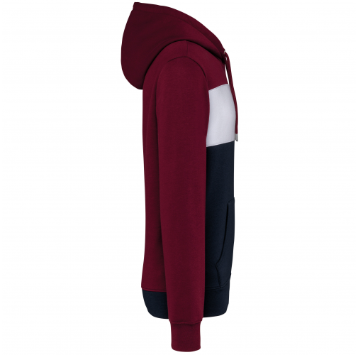 wine / white / navy Sudadera tricolor con capucha unisex