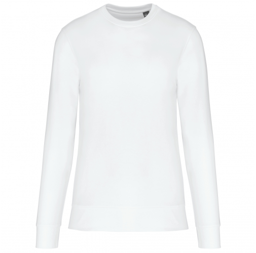 white Sudadera ecorresponsable de cuello redondo unisex