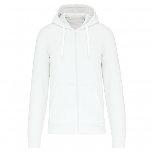 white Sudadera con capucha y cremallera ecorresponsable hombre