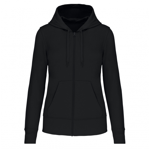 black Sudadera con capucha y cremallera ecorresponsable mujer