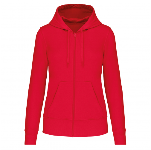 red Sudadera con capucha y cremallera ecorresponsable mujer