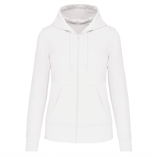 white Sudadera con capucha y cremallera ecorresponsable mujer