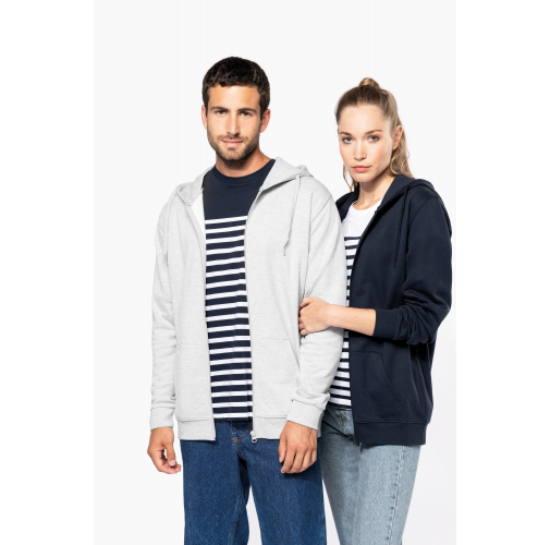 Sudadera reciclada con capucha y cremallera unisex