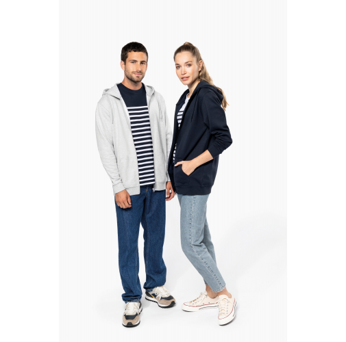 Sudadera reciclada con capucha y cremallera unisex