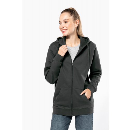 Sudadera reciclada con capucha y cremallera unisex
