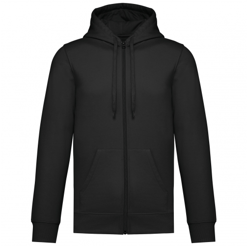 black Sudadera reciclada con capucha y cremallera unisex