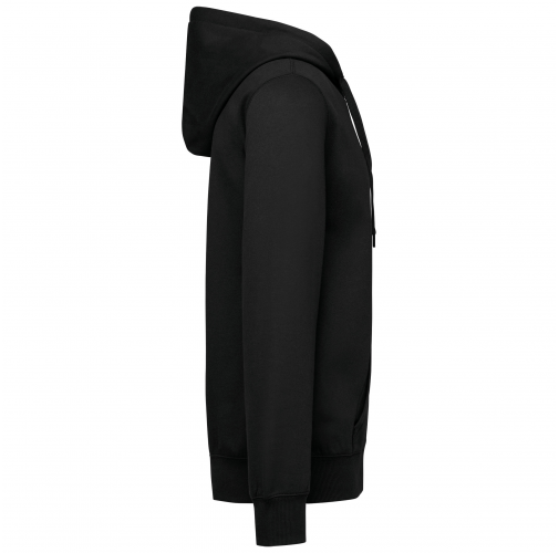 black Sudadera reciclada con capucha y cremallera unisex