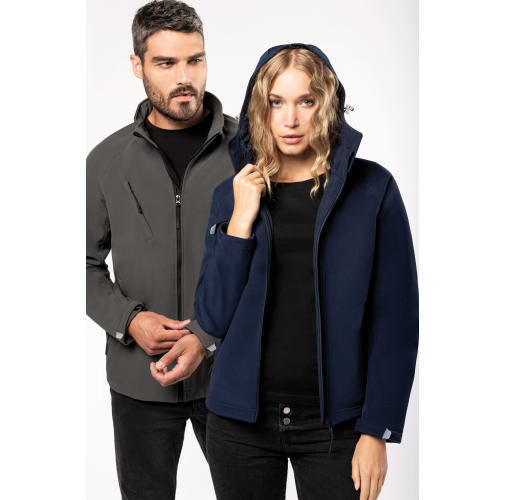 Chaqueta softshell con capucha extraíble mujer