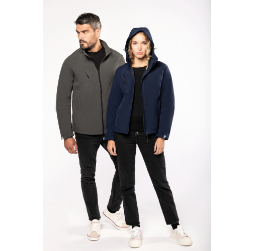 Chaqueta softshell con capucha extraíble mujer