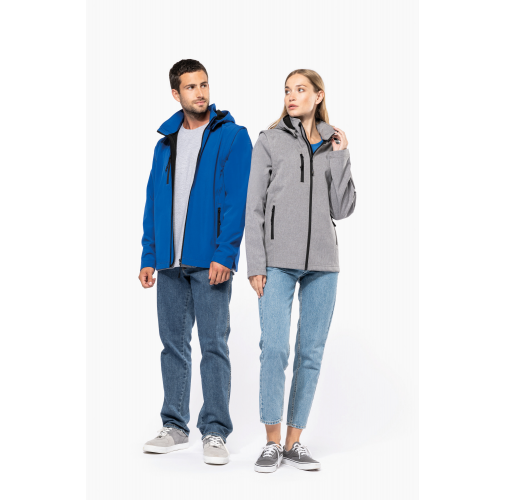 Chaquetas softshell 3 capas con capucha y mangas extraíbles unisex