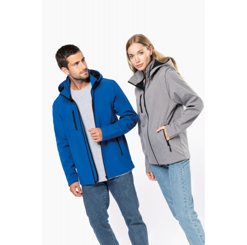 Chaquetas softshell 3 capas con capucha y mangas extraíbles unisex