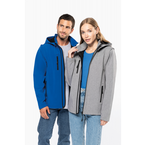 Chaquetas softshell 3 capas con capucha y mangas extraíbles unisex
