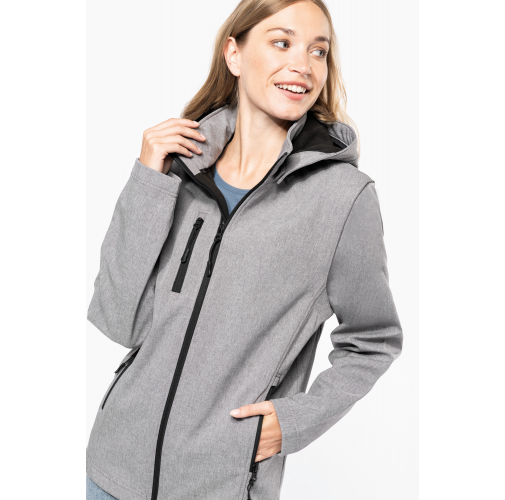 Chaquetas softshell 3 capas con capucha y mangas extraíbles unisex