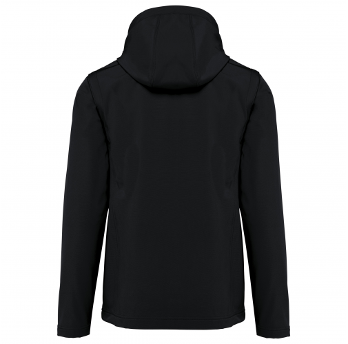black Chaquetas softshell 3 capas con capucha y mangas extraíbles unisex