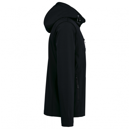 black Chaquetas softshell 3 capas con capucha y mangas extraíbles unisex